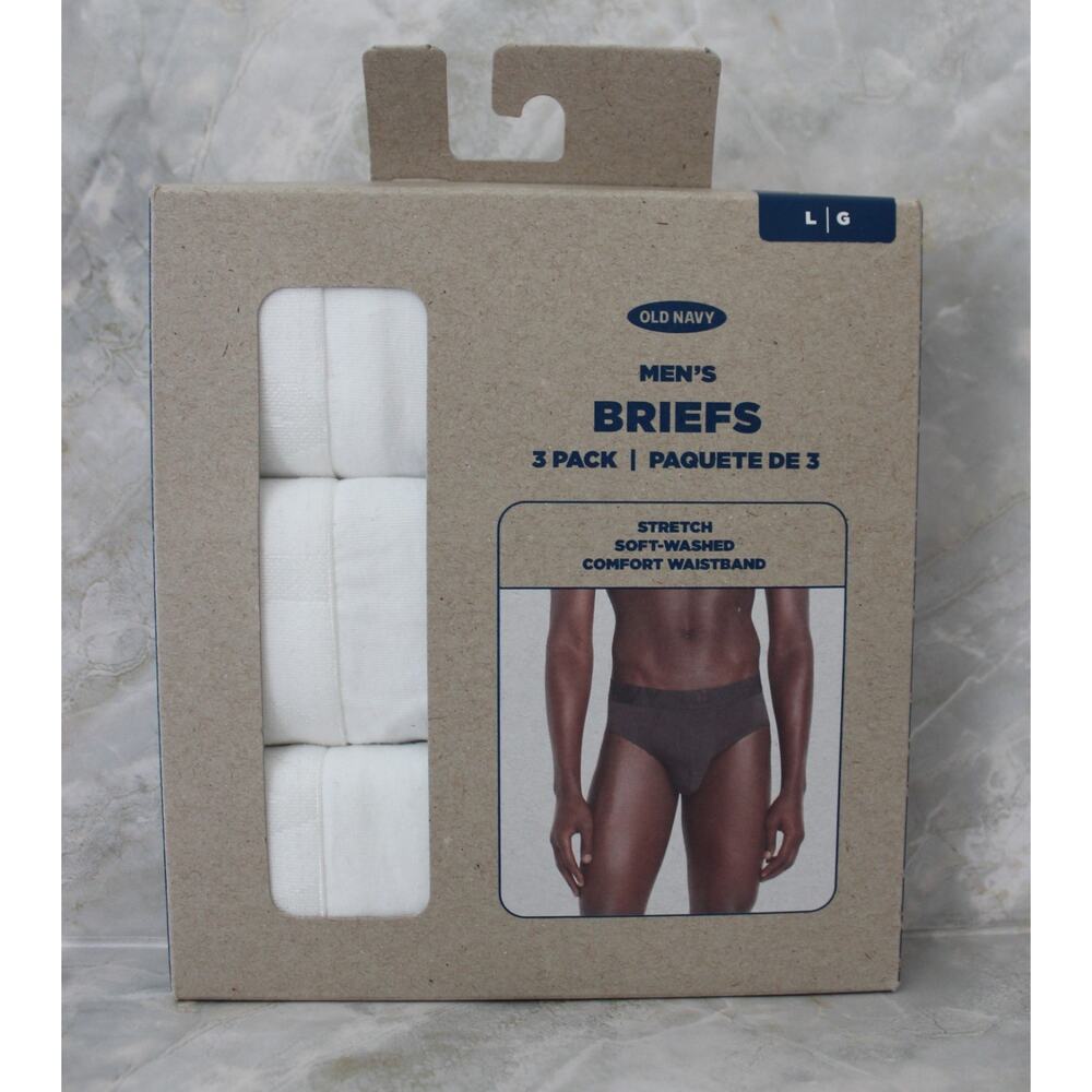 Old Navy Mens 3-Pack Brief Underwear Bright White Size L NWT